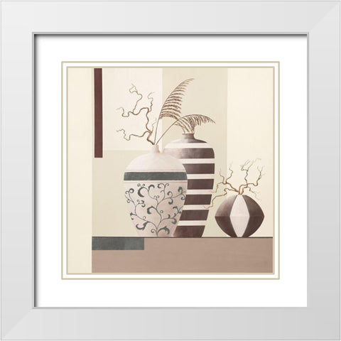 Glamour Twigs II White Modern Wood Framed Art Print with Double Matting by Sedalia, David