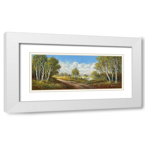 BIRCH LANE AT HORNI RYBNIKY White Modern Wood Framed Art Print with Double Matting by Buchner, H.