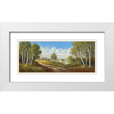 BIRCH LANE AT HORNI RYBNIKY White Modern Wood Framed Art Print with Double Matting by Buchner, H.