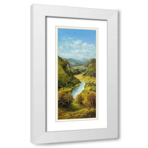 CARPATHIAN RIVER SCENE II White Modern Wood Framed Art Print with Double Matting by Glassl, Helmut