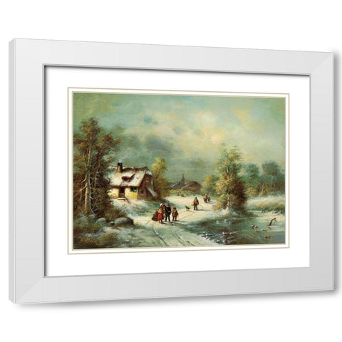 WINTER WALK White Modern Wood Framed Art Print with Double Matting by Pila