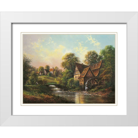 LOW BRIDGE White Modern Wood Framed Art Print with Double Matting by Glassl, Helmut