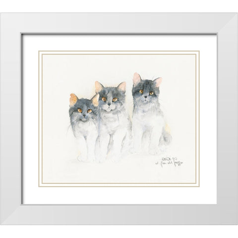 CATS OF DISTINCTION III White Modern Wood Framed Art Print with Double Matting by Moser, Dede
