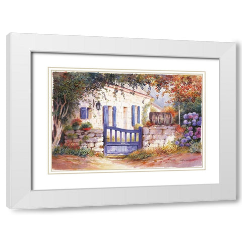 PORTE BLUE II White Modern Wood Framed Art Print with Double Matting by Chamard, Jean-Marc