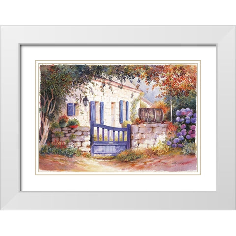PORTE BLUE II White Modern Wood Framed Art Print with Double Matting by Chamard, Jean-Marc