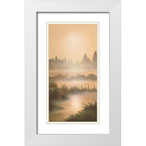 MORNING MIST White Modern Wood Framed Art Print with Double Matting by Walsh, Peter