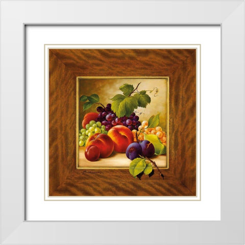FRUIT POTPOURRI I White Modern Wood Framed Art Print with Double Matting by Schoelnhammer, Heinz
