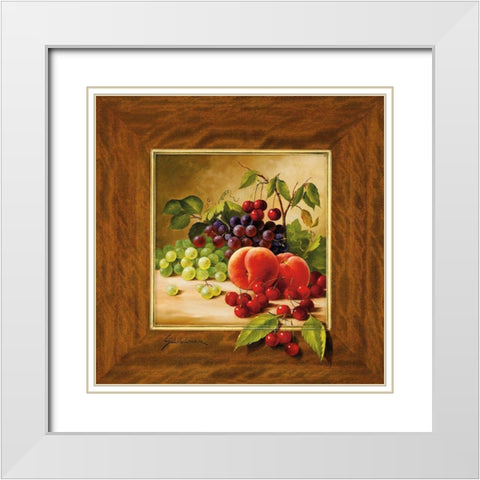 FRUIT POTPOURRI II White Modern Wood Framed Art Print with Double Matting by Schoelnhammer, Heinz