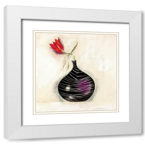 TULIP IN BLACK VASE II White Modern Wood Framed Art Print with Double Matting by Robertson, Marilyn