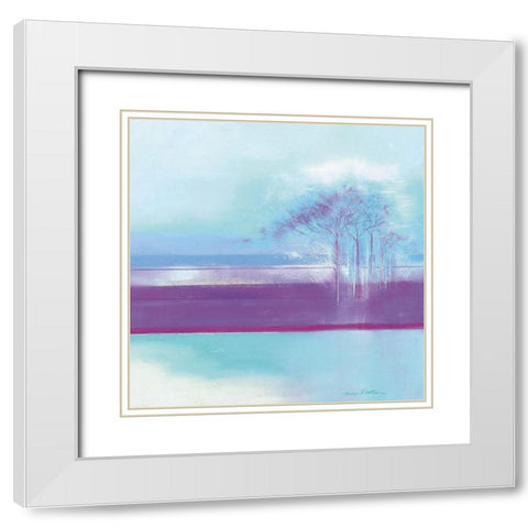 TURQUOISE Landscape I White Modern Wood Framed Art Print with Double Matting by Robertson, Marilyn
