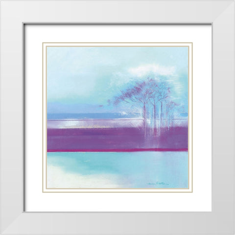 TURQUOISE Landscape I White Modern Wood Framed Art Print with Double Matting by Robertson, Marilyn
