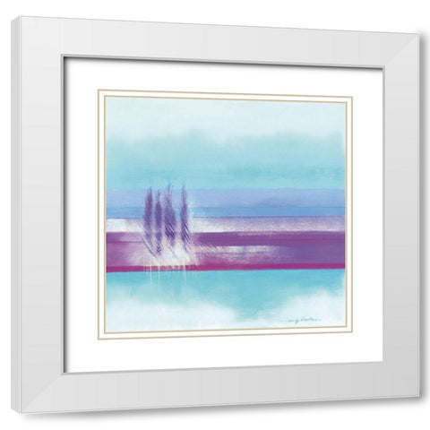 TURQUOISE Landscape II White Modern Wood Framed Art Print with Double Matting by Robertson, Marilyn