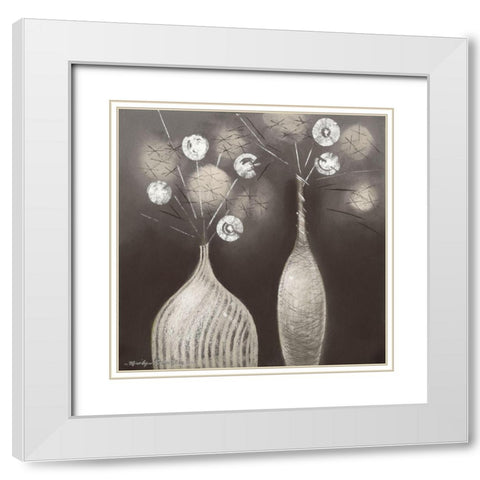 DOMINO I White Modern Wood Framed Art Print with Double Matting by Robertson, Marilyn