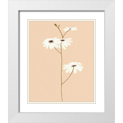 Serene Florals I White Modern Wood Framed Art Print with Double Matting by Design Show