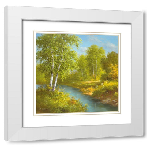 EARLY SUMMER White Modern Wood Framed Art Print with Double Matting by Smith, B.