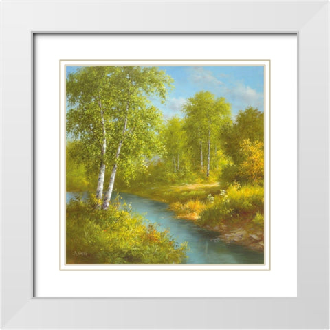 EARLY SUMMER White Modern Wood Framed Art Print with Double Matting by Smith, B.