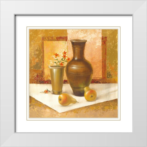 Still-Life WITH PEARS White Modern Wood Framed Art Print with Double Matting by Babichev