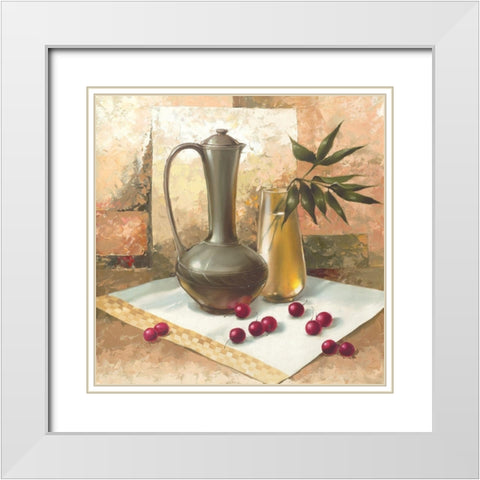 Still-Life WITH CHERRIES White Modern Wood Framed Art Print with Double Matting by Babichev