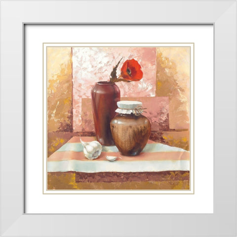 Still-Life WITH RED POPPIES White Modern Wood Framed Art Print with Double Matting by Babichev