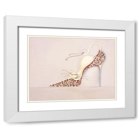 THE PURRFECT FIT II White Modern Wood Framed Art Print with Double Matting by Robertson, Marilyn