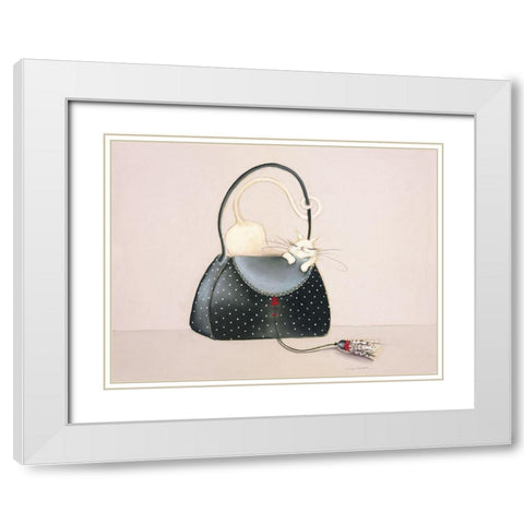 THE CAT OUT OF THE BAG I White Modern Wood Framed Art Print with Double Matting by Robertson, Marilyn