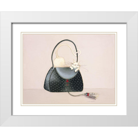 THE CAT OUT OF THE BAG I White Modern Wood Framed Art Print with Double Matting by Robertson, Marilyn