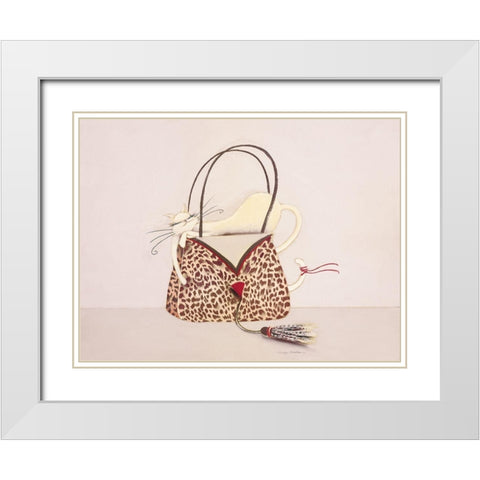 THE CAT OUT OF THE BAG II White Modern Wood Framed Art Print with Double Matting by Robertson, Marilyn
