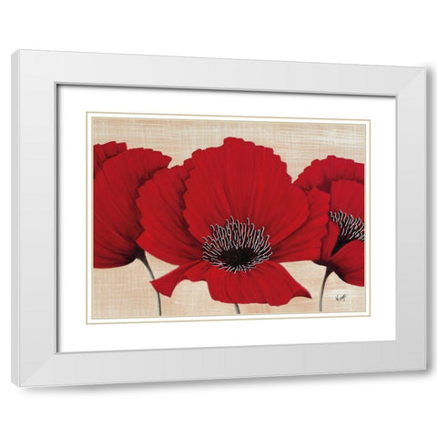 LINEN POPPY White Modern Wood Framed Art Print with Double Matting by Lake, Kaye