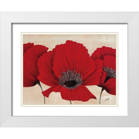 LINEN POPPY White Modern Wood Framed Art Print with Double Matting by Lake, Kaye