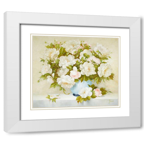 Medley In Soft Yellow White Modern Wood Framed Art Print with Double Matting by Fasani