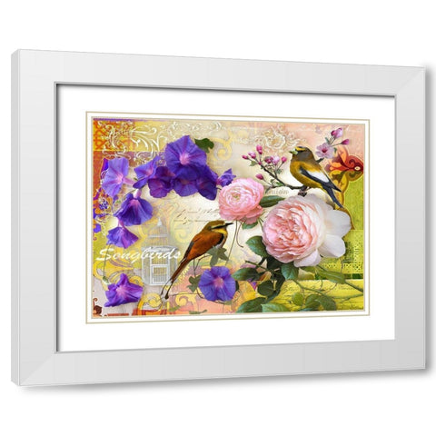 SONGBIRDS White Modern Wood Framed Art Print with Double Matting by Florenti, Isa