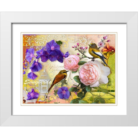 SONGBIRDS White Modern Wood Framed Art Print with Double Matting by Florenti, Isa