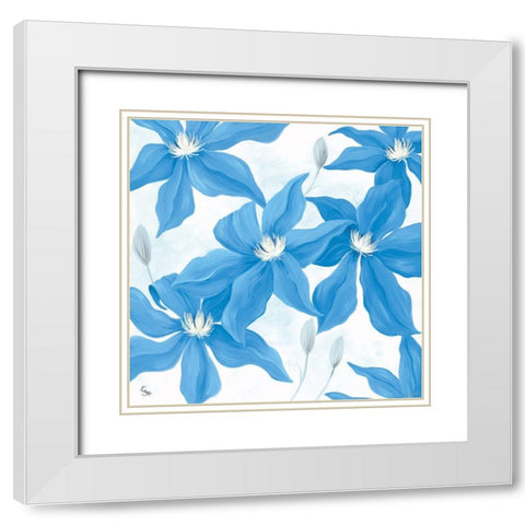 Clematis Cavees White Modern Wood Framed Art Print with Double Matting by Lake, Kaye
