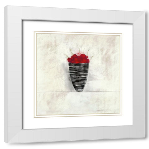CHERRIES I White Modern Wood Framed Art Print with Double Matting by Robertson, Marilyn