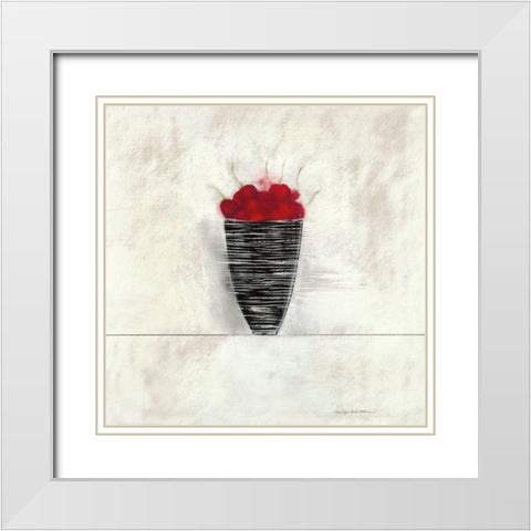 CHERRIES I White Modern Wood Framed Art Print with Double Matting by Robertson, Marilyn