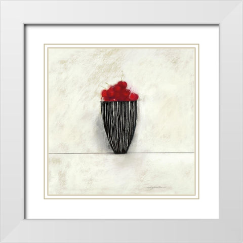 CHERRIES II White Modern Wood Framed Art Print with Double Matting by Robertson, Marilyn