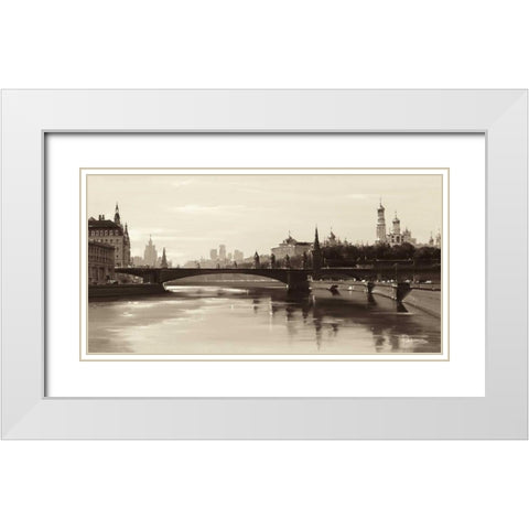 Bolshoy Moskworetsky Bridge White Modern Wood Framed Art Print with Double Matting by Ryazanov