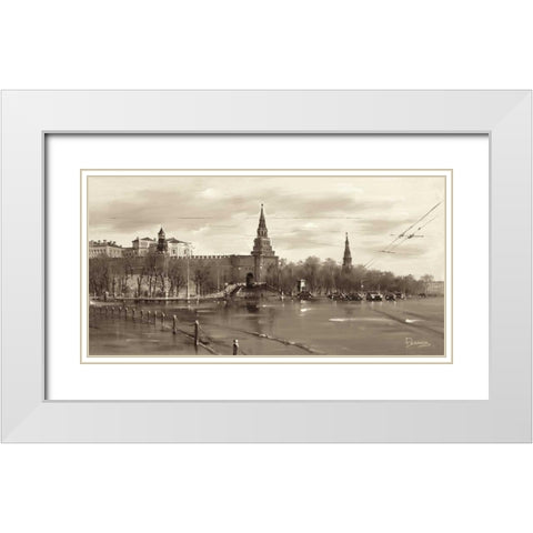Borowizki, Moscow White Modern Wood Framed Art Print with Double Matting by Ryazanov