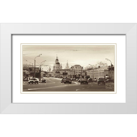 Sergy Radonezhsky Street White Modern Wood Framed Art Print with Double Matting by Ryazanov