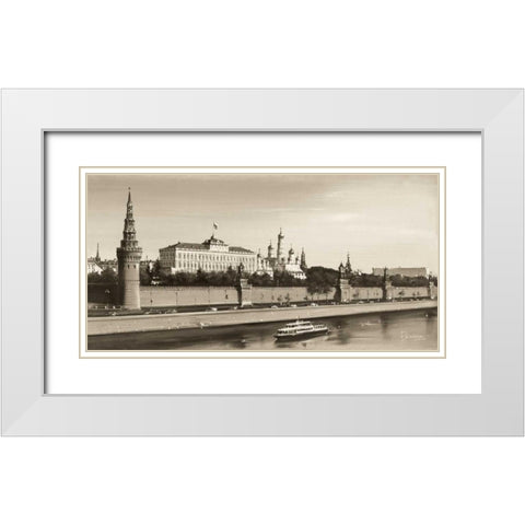 View On Kremlin White Modern Wood Framed Art Print with Double Matting by Ryazanov