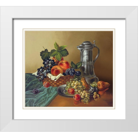 DELICIOUS GRAPES White Modern Wood Framed Art Print with Double Matting by Pila