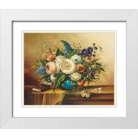 ANNIVERSARY BOUQUET White Modern Wood Framed Art Print with Double Matting by Pila