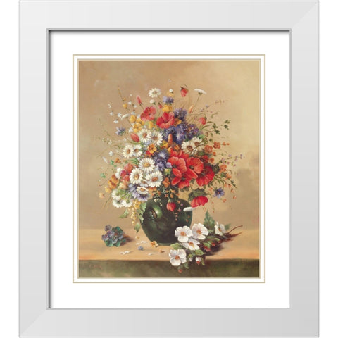 SEPTEMBER BOUQUET White Modern Wood Framed Art Print with Double Matting by Pila