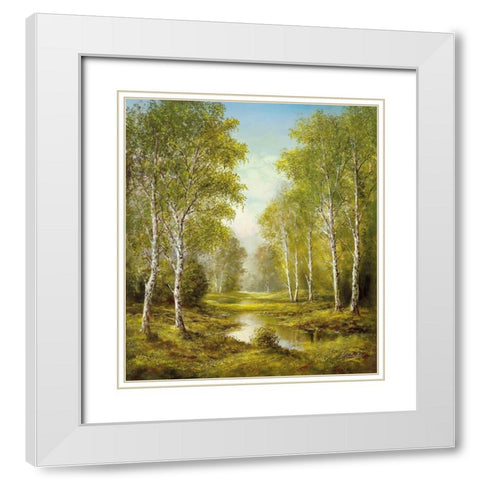 TRANQUILITY White Modern Wood Framed Art Print with Double Matting by Glassl, Helmut