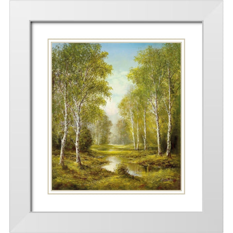 TRANQUILITY White Modern Wood Framed Art Print with Double Matting by Glassl, Helmut