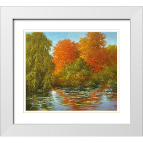 INDIAN SUMMER White Modern Wood Framed Art Print with Double Matting by Schoelnhammer, Heinz