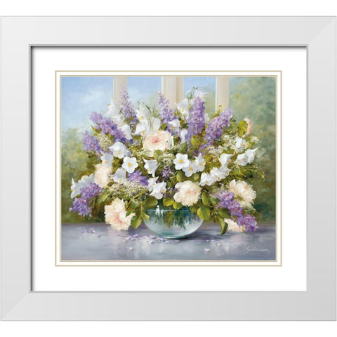 SUMMER GREETINGS I White Modern Wood Framed Art Print with Double Matting by Schoelnhammer, Heinz