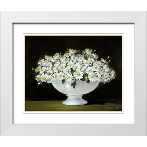 SUMMER GREETINGS IV White Modern Wood Framed Art Print with Double Matting by Schoelnhammer, Heinz