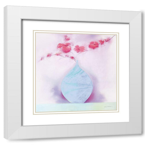 CORAL BLOSSOM I White Modern Wood Framed Art Print with Double Matting by Robertson, Marilyn