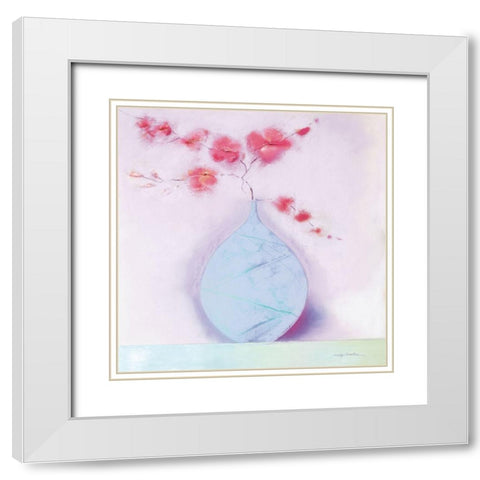 CORAL BLOSSOM II White Modern Wood Framed Art Print with Double Matting by Robertson, Marilyn
